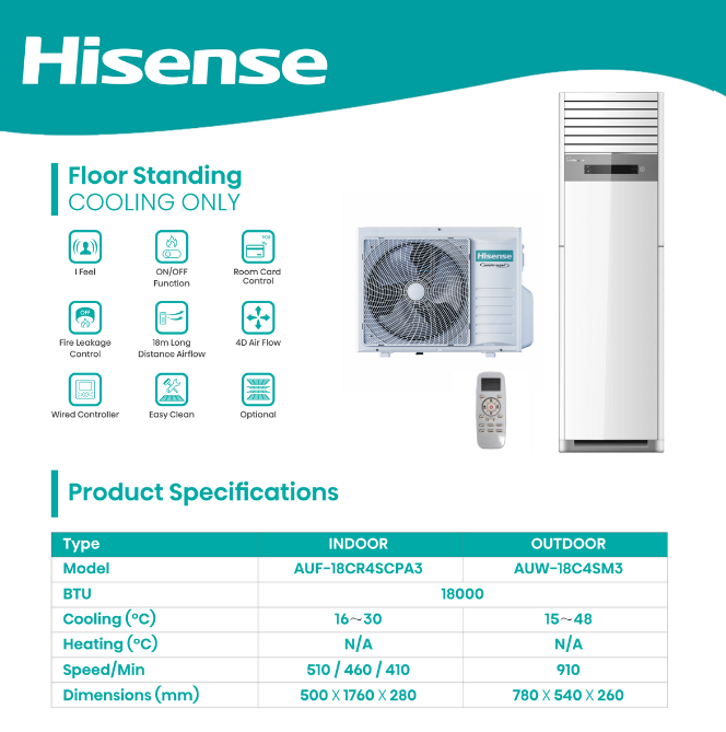 Hisense Floor Standing 18000BTU Air Conditioner