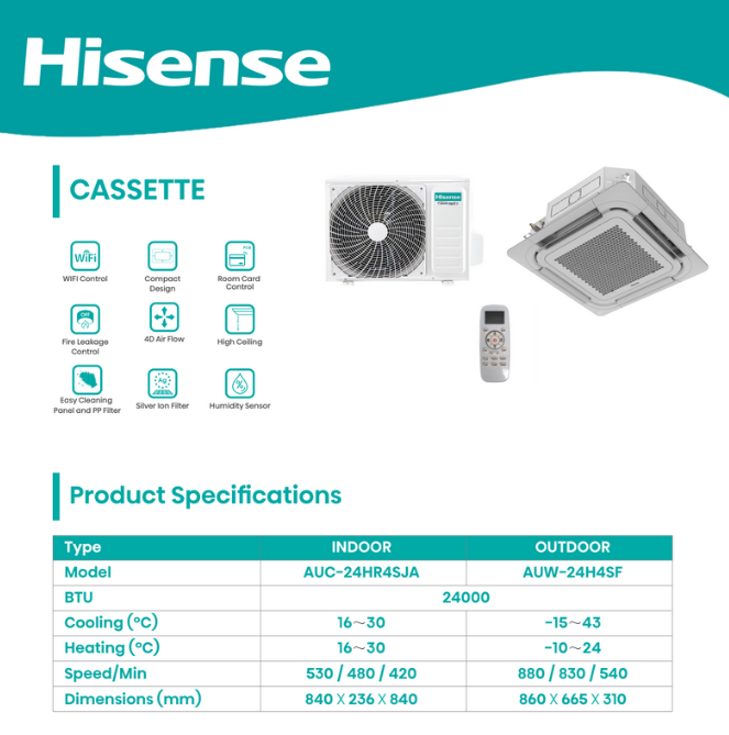 Hisense Cassette 24000 BTU Air Conditioner