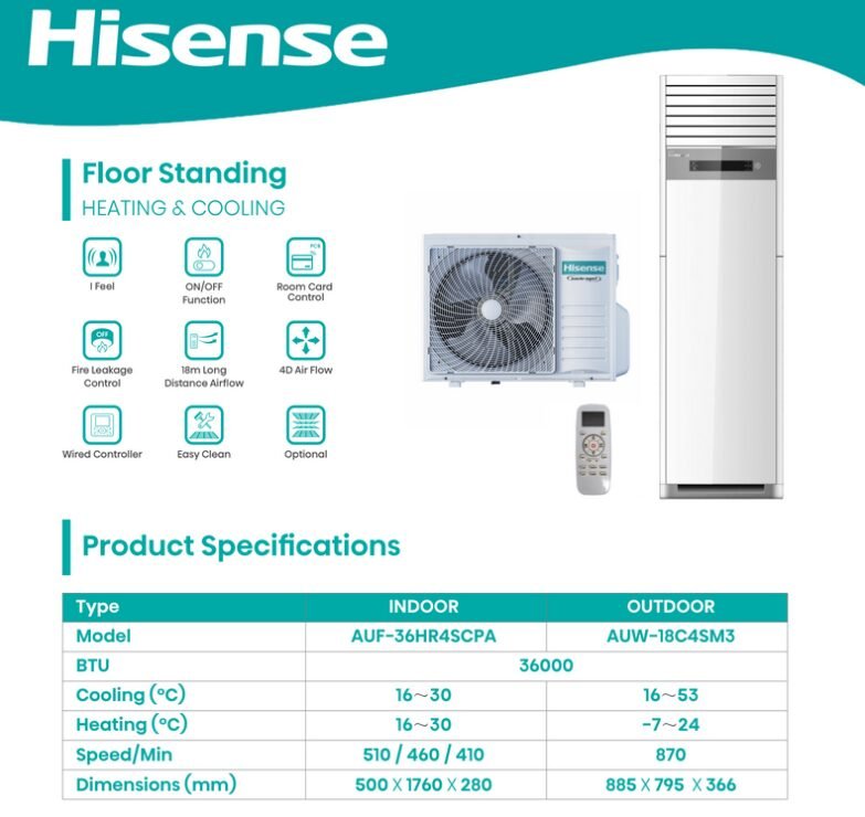 Hisense Floor Standing 36000BTU Air Conditioner