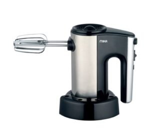 MIKA Hand Mixer MMH101BS With Organizer, 280W, 5 Speed with Turbo, Dough Hook, Black & SS