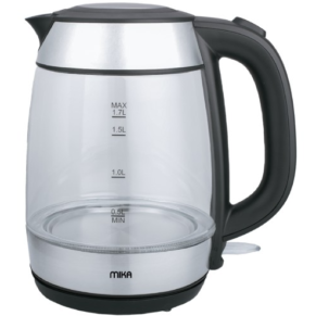MIKA Kettle 1.7L, Glass, 360º Cordless, Concealed Element, Glass Black(MKT4101GB)