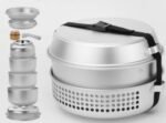 Camping cookware stove set