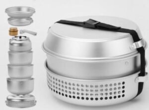 Camping cookware stove set