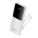 Vention FHOB0 Portable Power Bank (Micro-USB + Type-C + USB-A + USB-A Ports) with Built-in USB-C and Lightning Cables and LED Display 10000mAh 22.5W