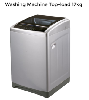Hisense WT3T1723UT 17kg Top Load Washing Machine Capacity: 16kg Super quick wash Time delay function Power-off protection Smart fuzzy logic technology Titanium grey color LED Display Child lock Tempered glass damping door cover Time remaining indicator Self-programming function