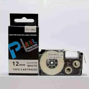 Casio PT-12WE 12mm Black on white labelling tape, Compatible