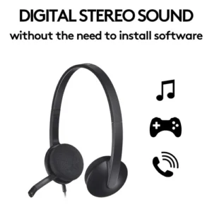 Logitech H340 USB Stereo Headset (981-000475) – Noise-Cancelling Microphone, Digital Audio, Plug-and-Play for PC & Mac