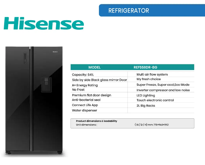 Hisense REF558DR-BG 541L Fridge