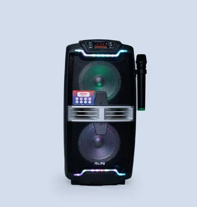 AILIPU KL-3820 DUAL 8-INCH PORTABLE BLUETOOTH PARTY SPEAKER WITH WIRELESS MICROPHONE