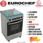 Eurochef 3G1E+E OVEN Free Stand Glass Top Cooker,rotisserie Silver, 60L -EG55