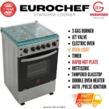 Eurochef 3G1E+E OVEN Free Stand Glass Top Cooker,rotisserie Silver, 60L -EG55