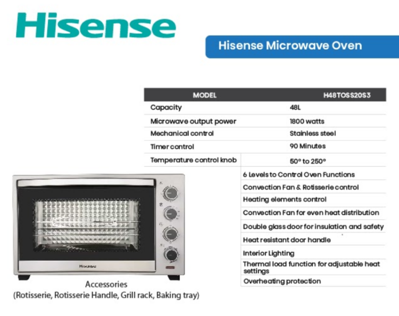 Hisense H48TOSS20S3 48L Electric oven